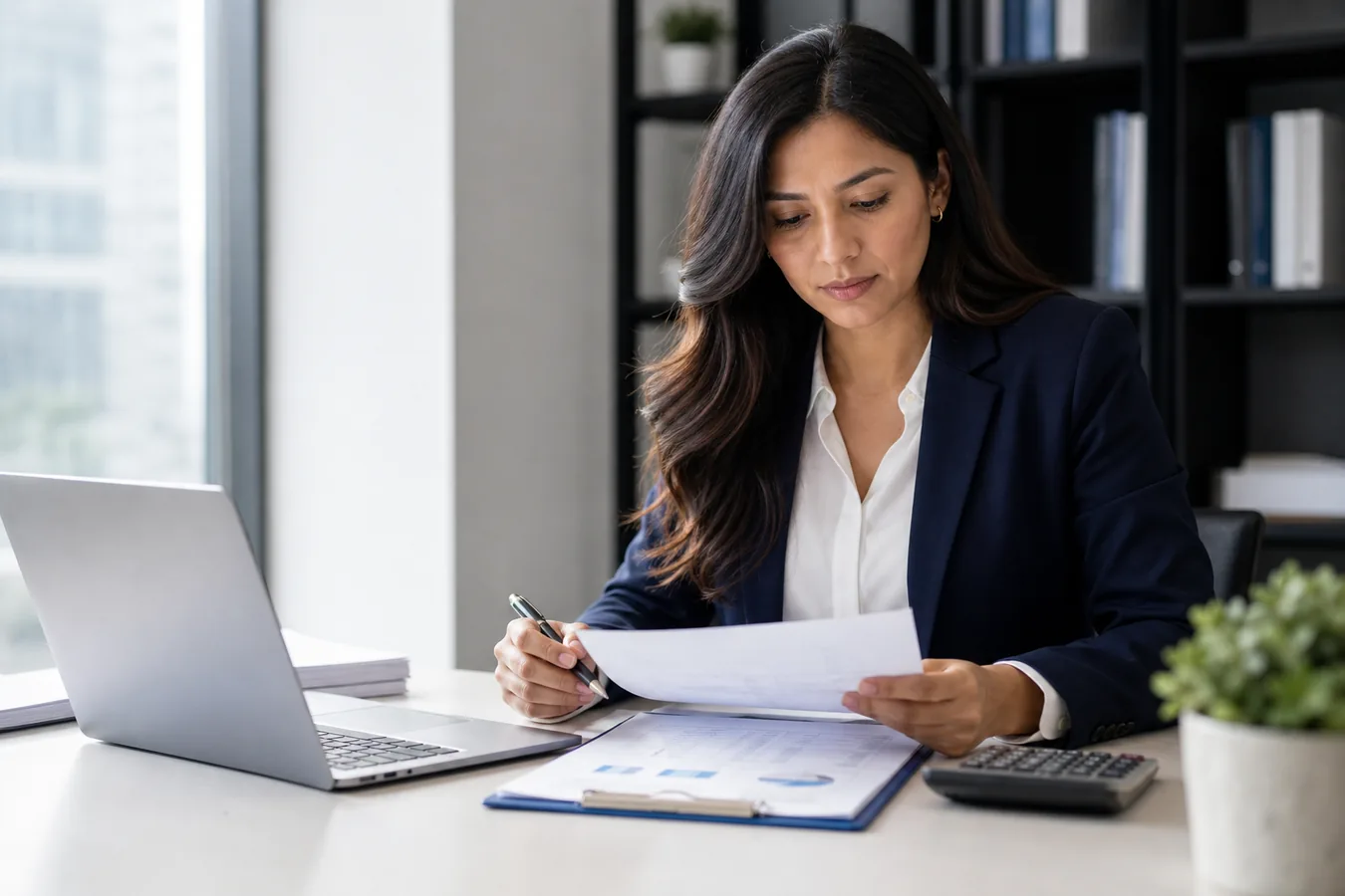 Especialista revisando obligaciones tributarias de una empresa